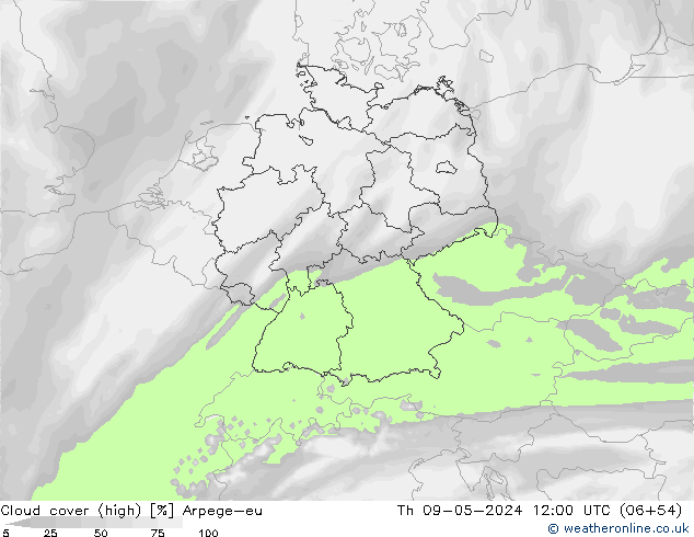 Bulutlar (yüksek) Arpege-eu Per 09.05.2024 12 UTC