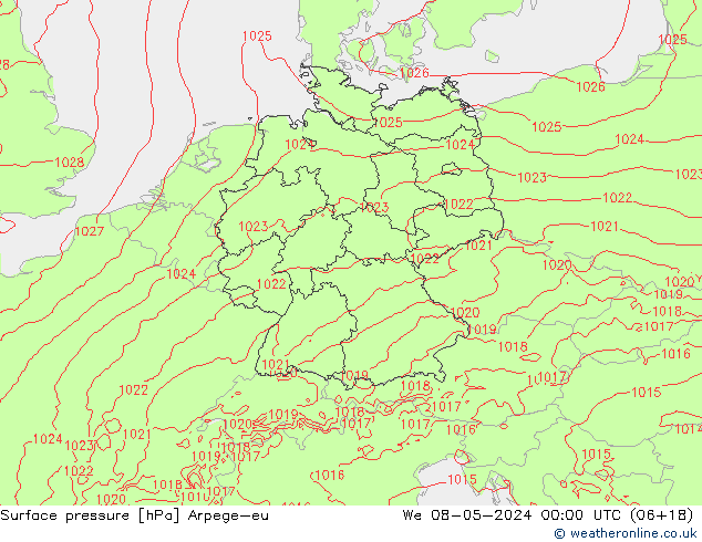 Luchtdruk (Grond) Arpege-eu wo 08.05.2024 00 UTC