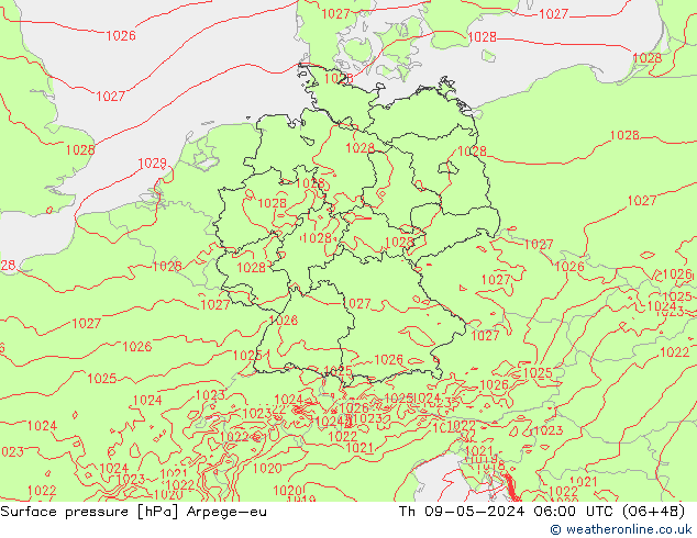 ciśnienie Arpege-eu czw. 09.05.2024 06 UTC
