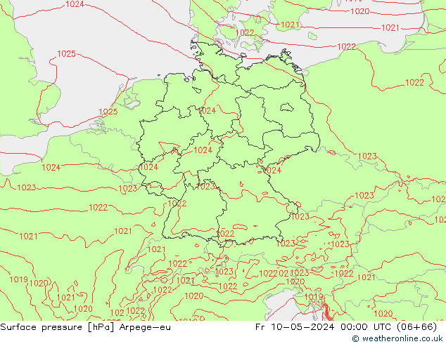 Surface pressure Arpege-eu Fr 10.05.2024 00 UTC