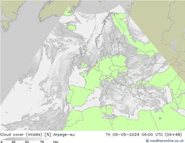 Nubi medie Arpege-eu gio 09.05.2024 06 UTC