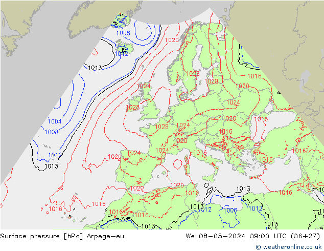 Luchtdruk (Grond) Arpege-eu wo 08.05.2024 09 UTC