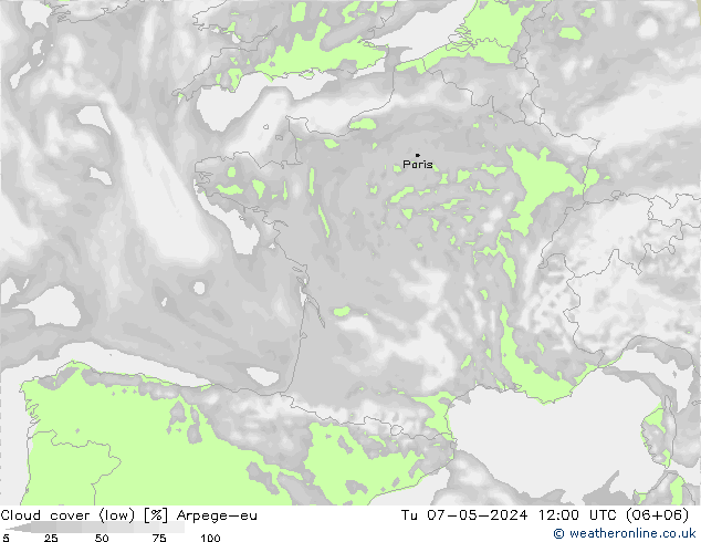 Nuages (bas) Arpege-eu mar 07.05.2024 12 UTC