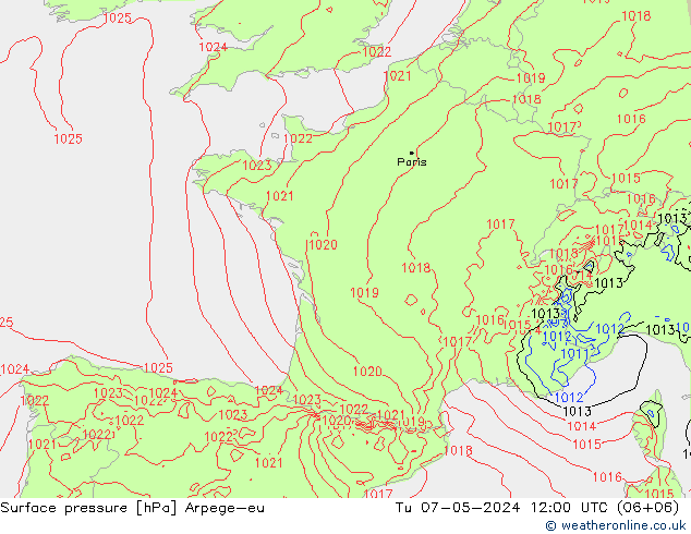 ciśnienie Arpege-eu wto. 07.05.2024 12 UTC