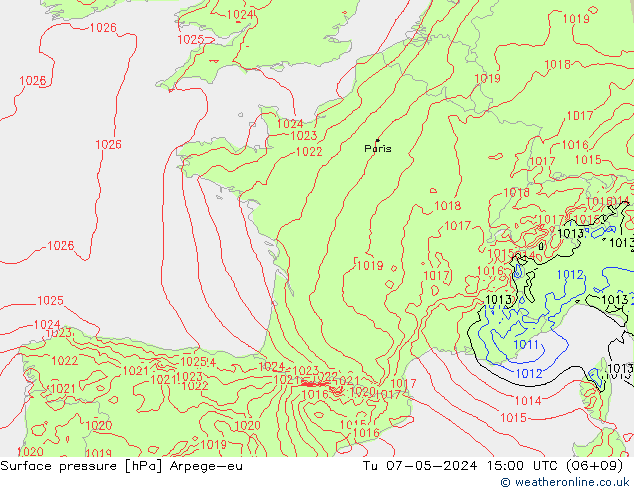 pression de l'air Arpege-eu mar 07.05.2024 15 UTC