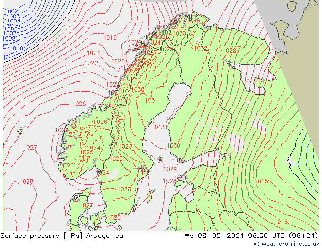 ciśnienie Arpege-eu śro. 08.05.2024 06 UTC