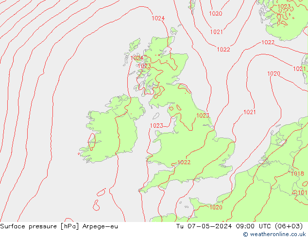 Luchtdruk (Grond) Arpege-eu di 07.05.2024 09 UTC