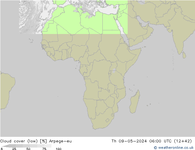 Bewolking (Laag) Arpege-eu do 09.05.2024 06 UTC