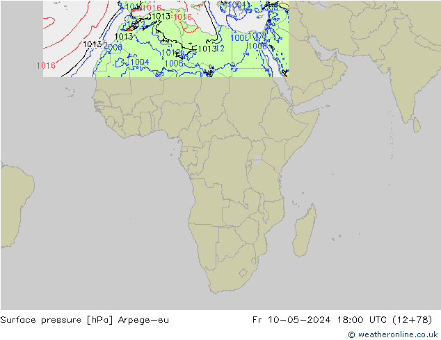 Atmosférický tlak Arpege-eu Pá 10.05.2024 18 UTC