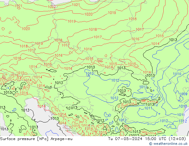 pressão do solo Arpege-eu Ter 07.05.2024 15 UTC