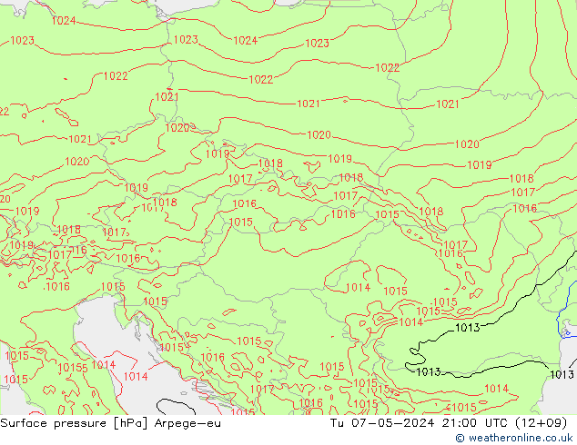 Pressione al suolo Arpege-eu mar 07.05.2024 21 UTC