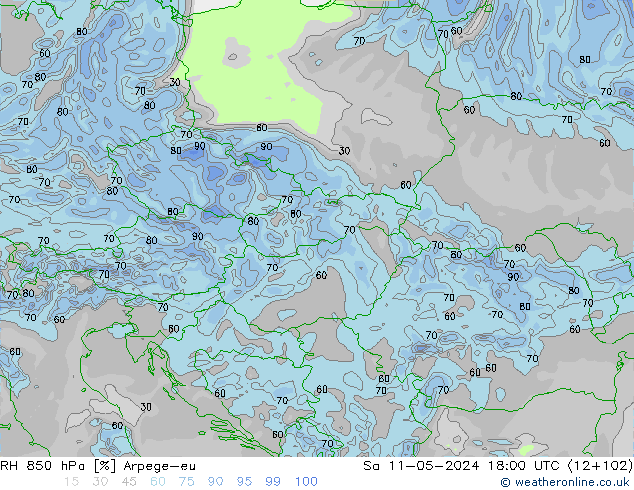 RH 850 hPa Arpege-eu Sa 11.05.2024 18 UTC