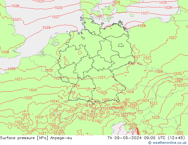 ciśnienie Arpege-eu czw. 09.05.2024 09 UTC