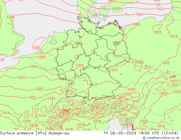 pressão do solo Arpege-eu Qui 09.05.2024 18 UTC