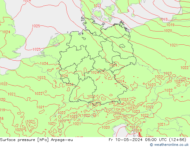 Surface pressure Arpege-eu Fr 10.05.2024 06 UTC