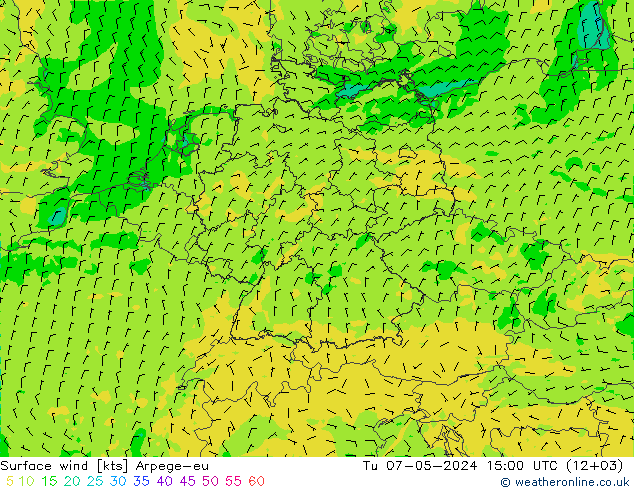 风 10 米 Arpege-eu 星期二 07.05.2024 15 UTC