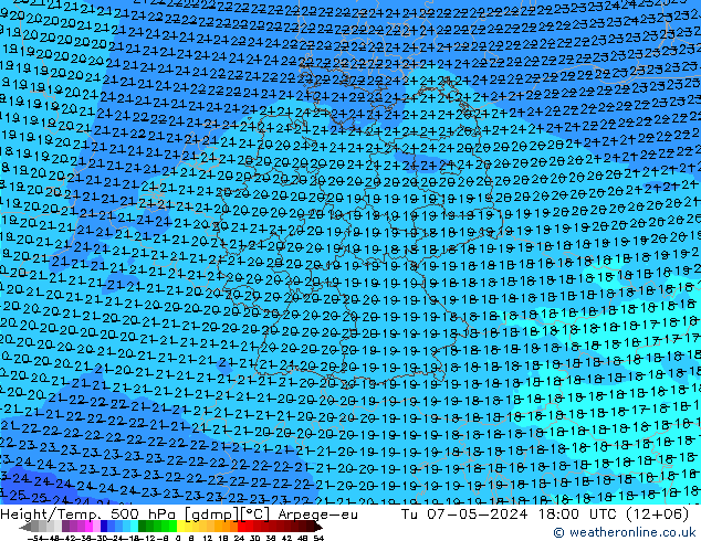 Height/Temp. 500 hPa Arpege-eu Tu 07.05.2024 18 UTC