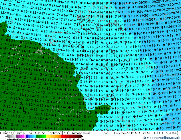 Yükseklik/Sıc. 500 hPa Arpege-eu Cts 11.05.2024 00 UTC