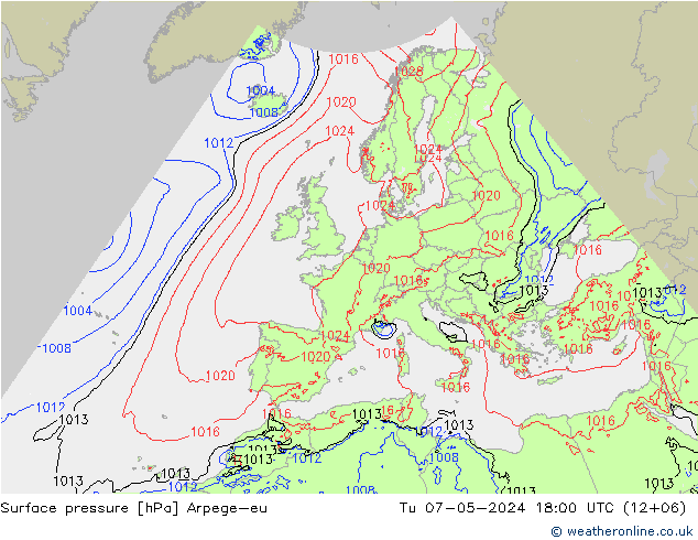 pression de l'air Arpege-eu mar 07.05.2024 18 UTC