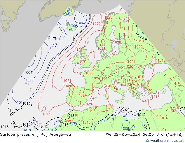 Yer basıncı Arpege-eu Çar 08.05.2024 06 UTC