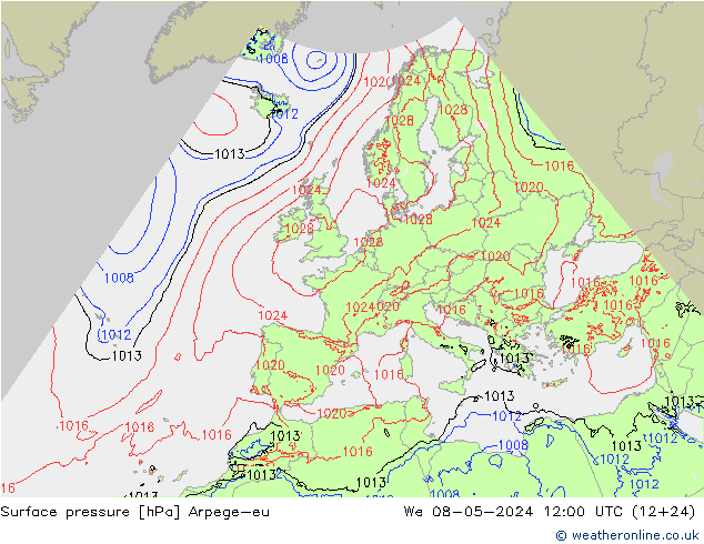 Bodendruck Arpege-eu Mi 08.05.2024 12 UTC