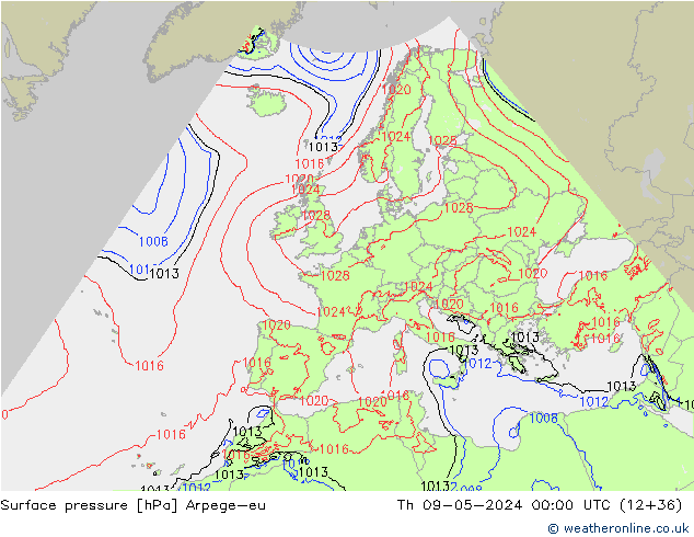 Bodendruck Arpege-eu Do 09.05.2024 00 UTC