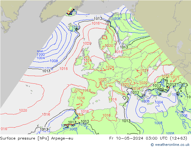 Yer basıncı Arpege-eu Cu 10.05.2024 03 UTC