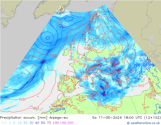 Nied. akkumuliert Arpege-eu Sa 11.05.2024 18 UTC