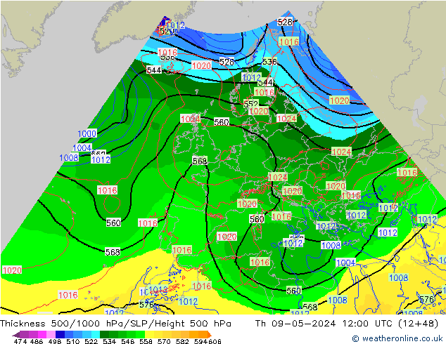 Thck 500-1000hPa Arpege-eu Th 09.05.2024 12 UTC