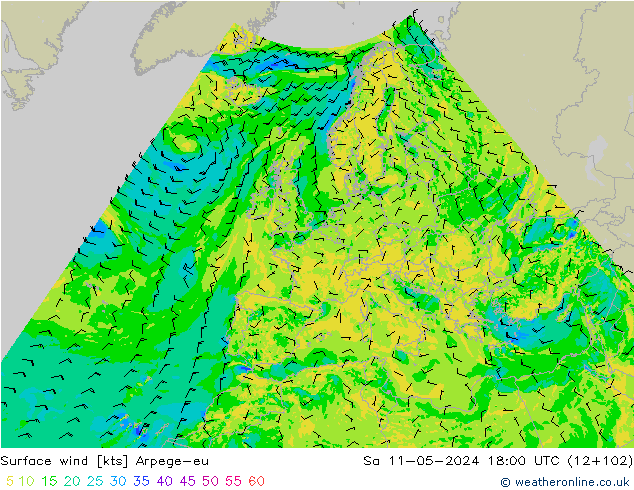 Surface wind Arpege-eu So 11.05.2024 18 UTC