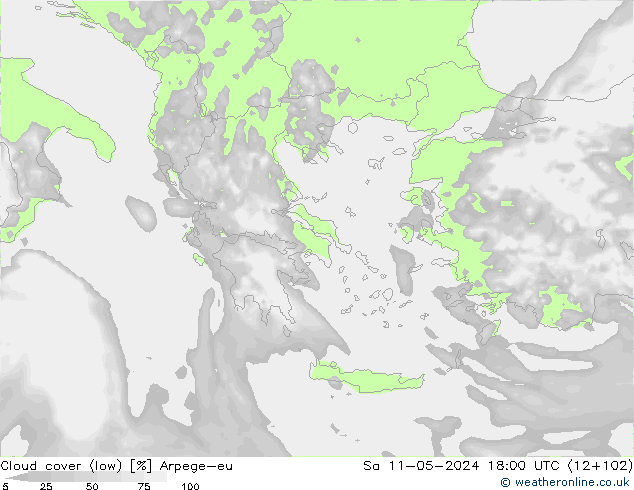 zachmurzenie (niskie) Arpege-eu so. 11.05.2024 18 UTC