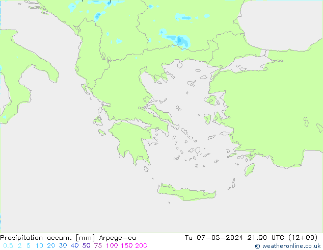 Precipitation accum. Arpege-eu вт 07.05.2024 21 UTC