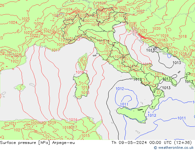ciśnienie Arpege-eu czw. 09.05.2024 00 UTC