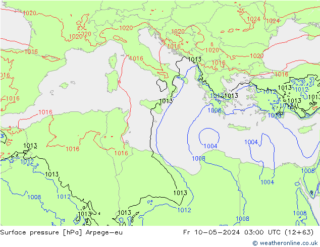 приземное давление Arpege-eu пт 10.05.2024 03 UTC