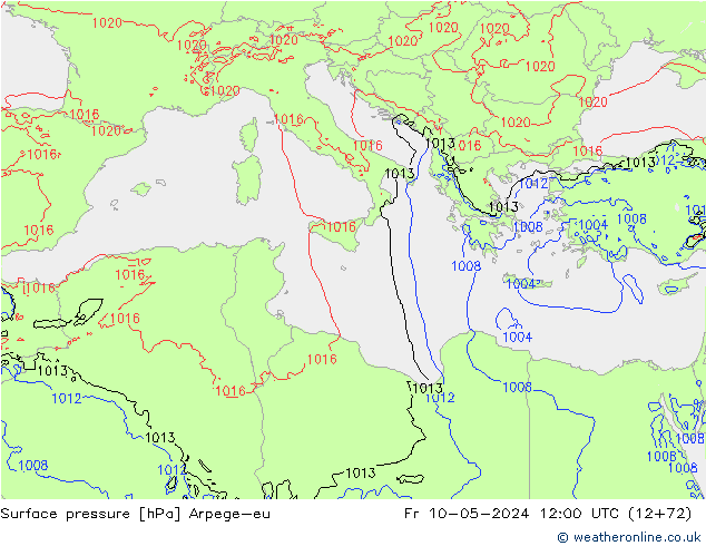 Atmosférický tlak Arpege-eu Pá 10.05.2024 12 UTC