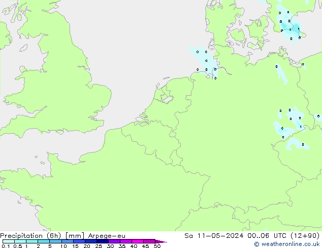 Precipitation (6h) Arpege-eu So 11.05.2024 06 UTC