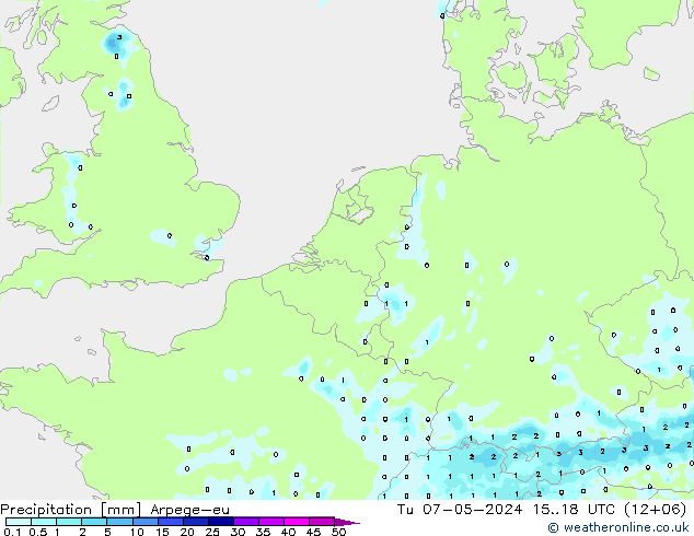 Neerslag Arpege-eu di 07.05.2024 18 UTC