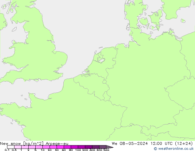 Neuschnee Arpege-eu Mi 08.05.2024 12 UTC