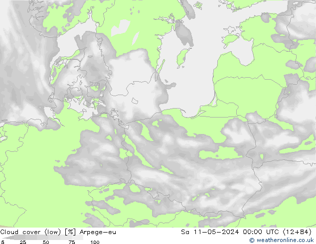 zachmurzenie (niskie) Arpege-eu so. 11.05.2024 00 UTC