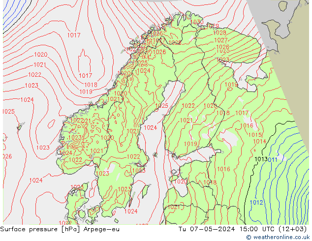 Presión superficial Arpege-eu mar 07.05.2024 15 UTC