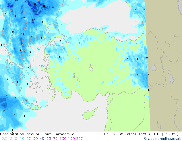 Toplam Yağış Arpege-eu Cu 10.05.2024 09 UTC