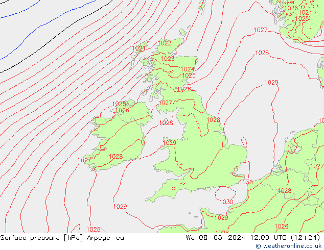 Luchtdruk (Grond) Arpege-eu wo 08.05.2024 12 UTC