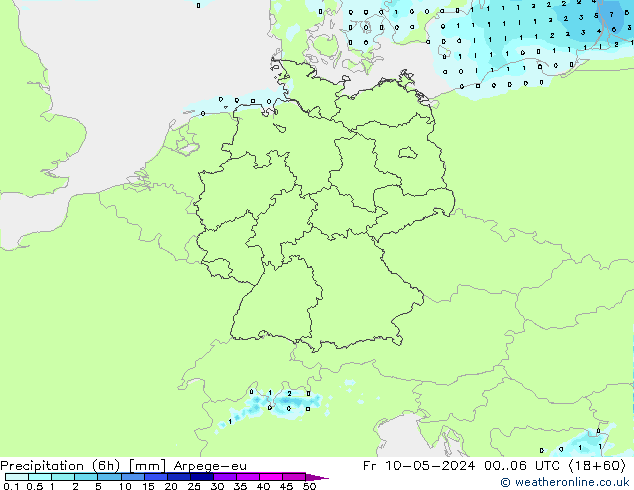 Precipitation (6h) Arpege-eu Fr 10.05.2024 06 UTC