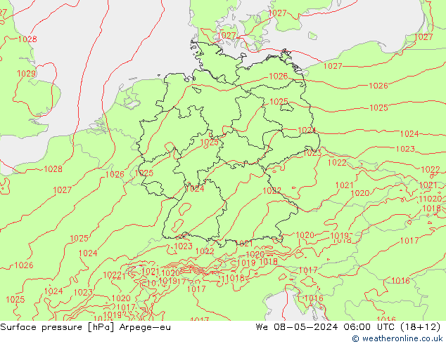 Luchtdruk (Grond) Arpege-eu wo 08.05.2024 06 UTC