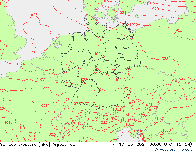 pression de l'air Arpege-eu ven 10.05.2024 00 UTC