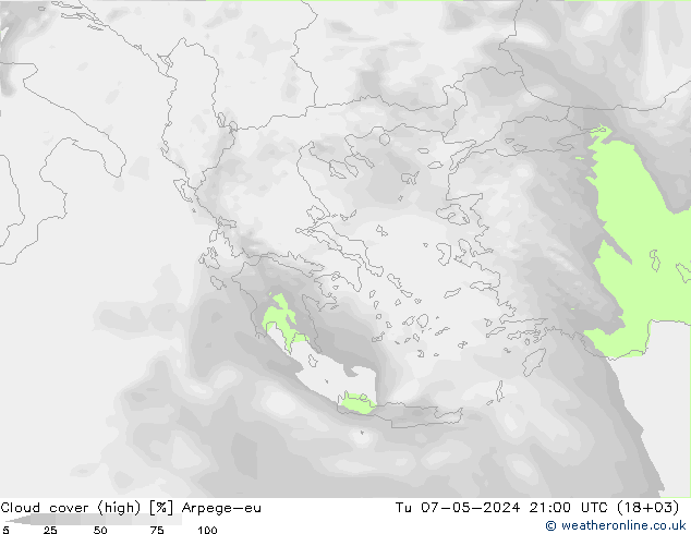 Bulutlar (yüksek) Arpege-eu Sa 07.05.2024 21 UTC