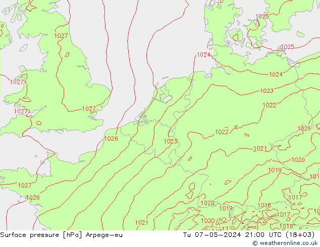 Luchtdruk (Grond) Arpege-eu di 07.05.2024 21 UTC