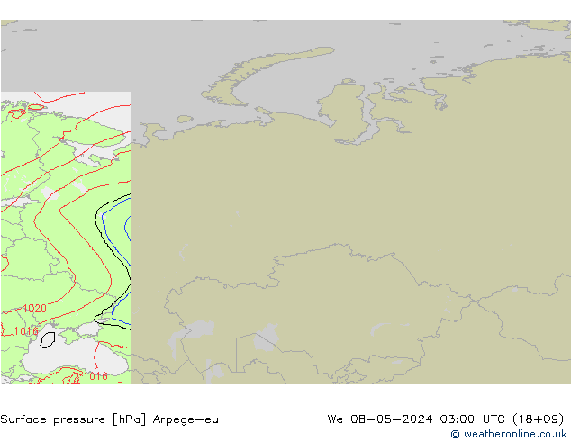 Surface pressure Arpege-eu We 08.05.2024 03 UTC