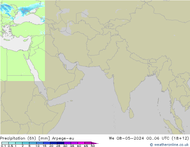 Precipitazione (6h) Arpege-eu mer 08.05.2024 06 UTC