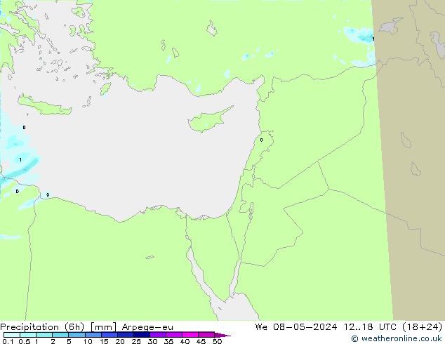 Precipitación (6h) Arpege-eu mié 08.05.2024 18 UTC